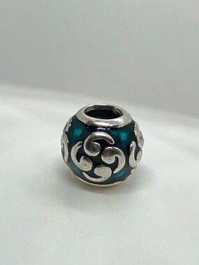 Pandora 925 ALE Teal Enamel Zen Symbol Sterling Silver Charm Bead | Retired